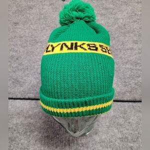 Vintage Lynks Seeds Green and Yellow Pom-Pom Beanie